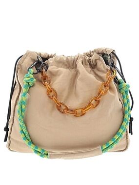 Rotunda x Free People Sant Hobo Tote Bag Beige w Green Ripe and Tortoise Strap